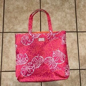 Lilly Pulitzer For Estee Lauder Magenta Coral Floral Large Tote Bag